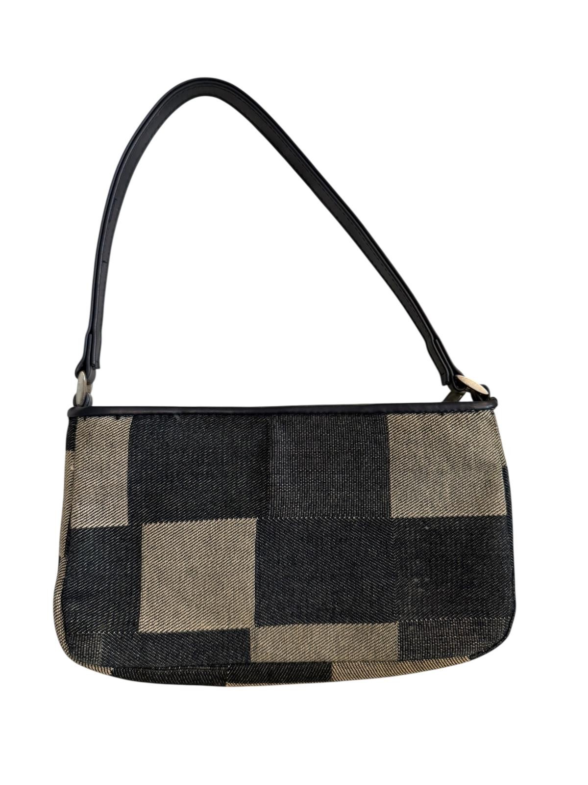 Vintage Blue and Gray Denim Patchwork Shoulder Bag
