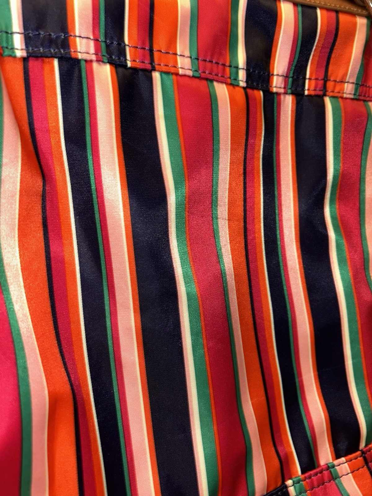 GAL Brightly Colored Striped Cross Body Bag 5 Outer 2 Inner Pockets 47” Strap