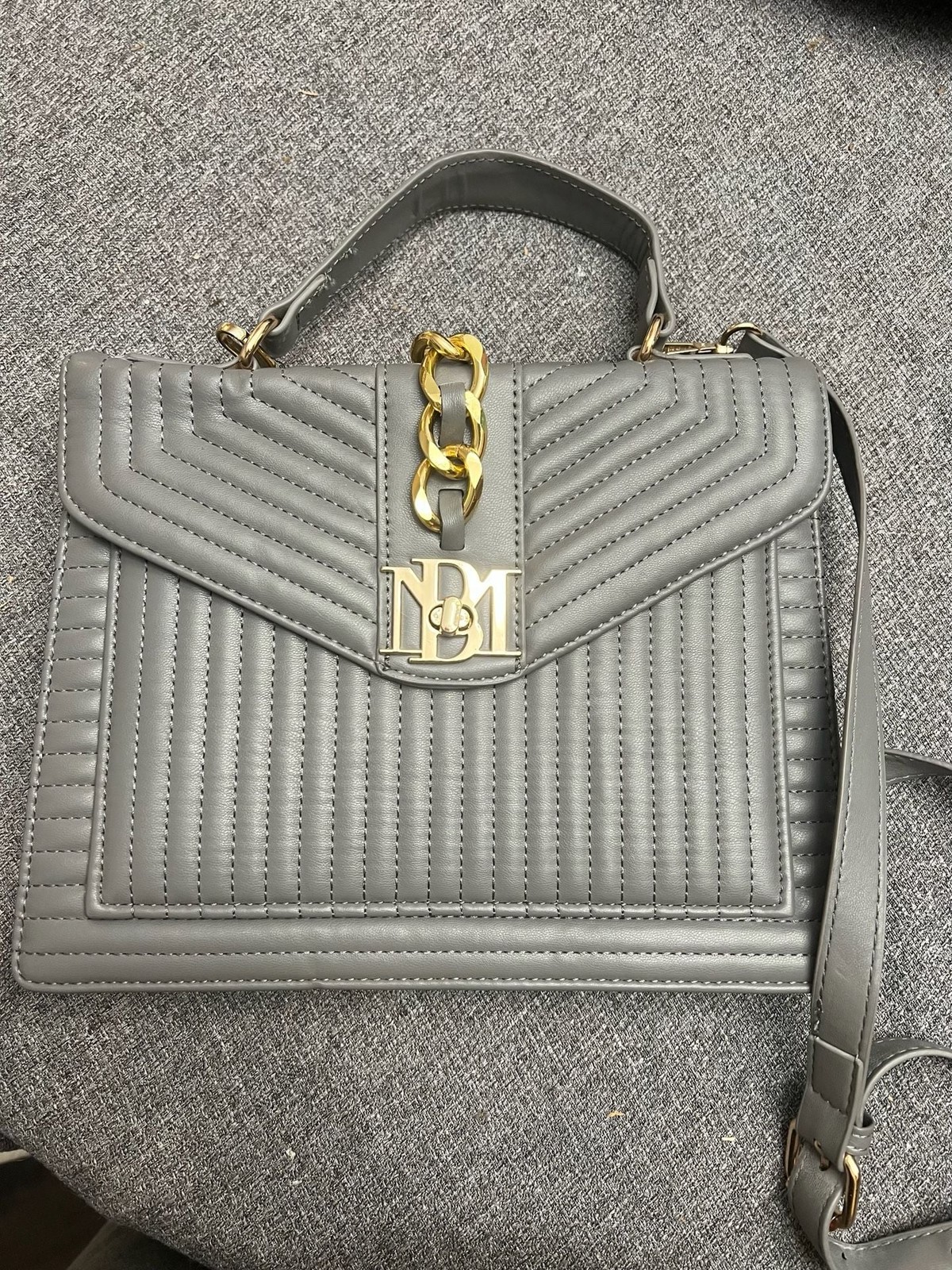 Badgley Mischka Quilted Vegan Leather Crossbody Bag with Letter Lock