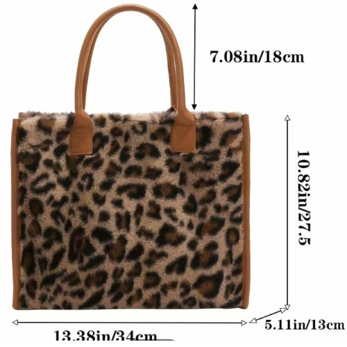FUZZY & SOFT LEOPARD Tan & Brown Animal Print Tote With Matching Bracelet~ NEW