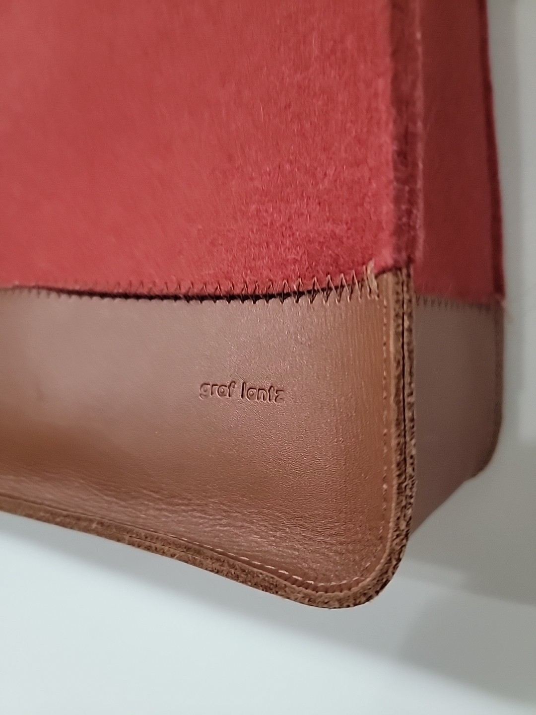 GRAF LANTZ USA MADE GRAY/RED LEATHER+WOOL FELT JAUNT SHOULDER TOTE BAG LL Bean