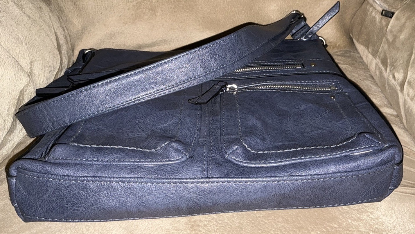 INC International Concepts Riverton Messenger Dusty Blue Crossbody Handbag Purse