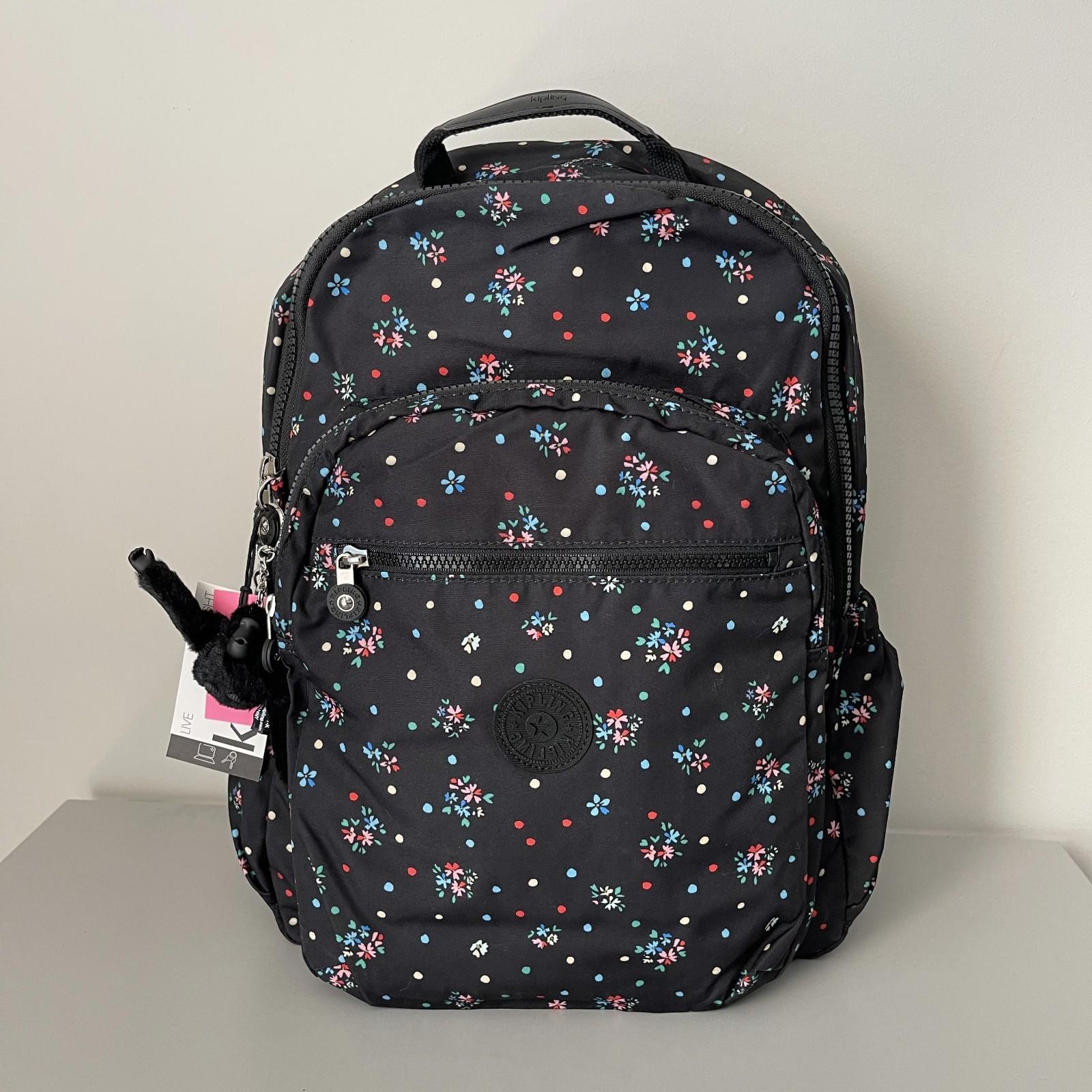 Kipling Seoul Up 17″ Laptop Extra Large Backpack in Colored Polka Floral NWT