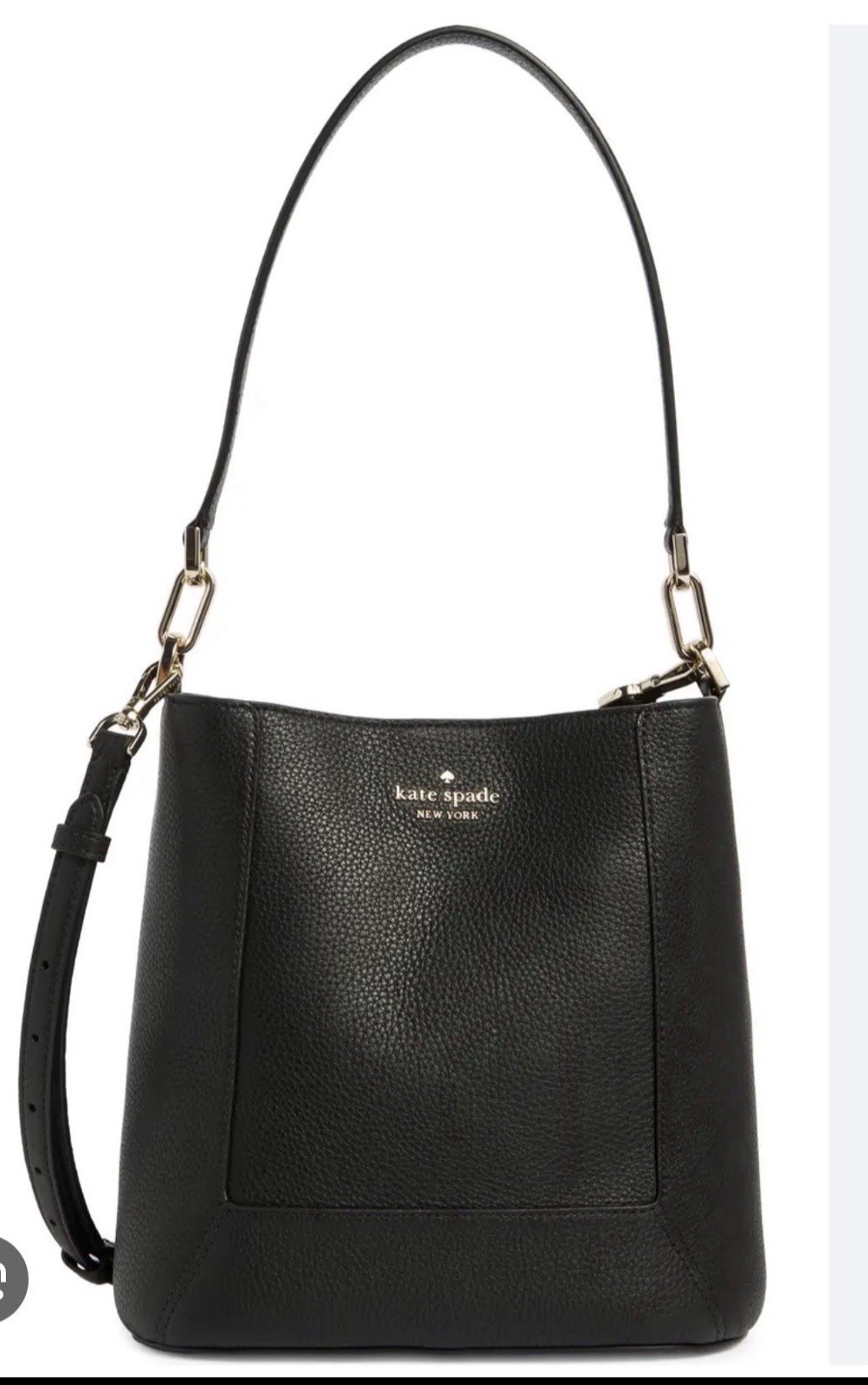 Kate Spade Lena Black/Gold Pebbled Leather Bucket Handbag