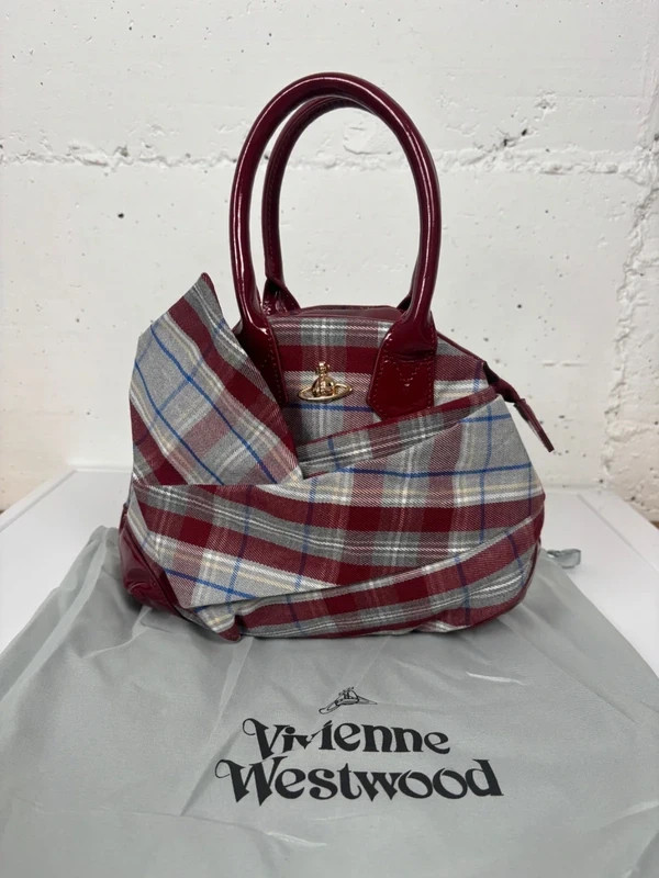 Vivienne Westwood Multicolor Tartan Plaid Cloth Bow Yasmine Derby Handbag F/S JP