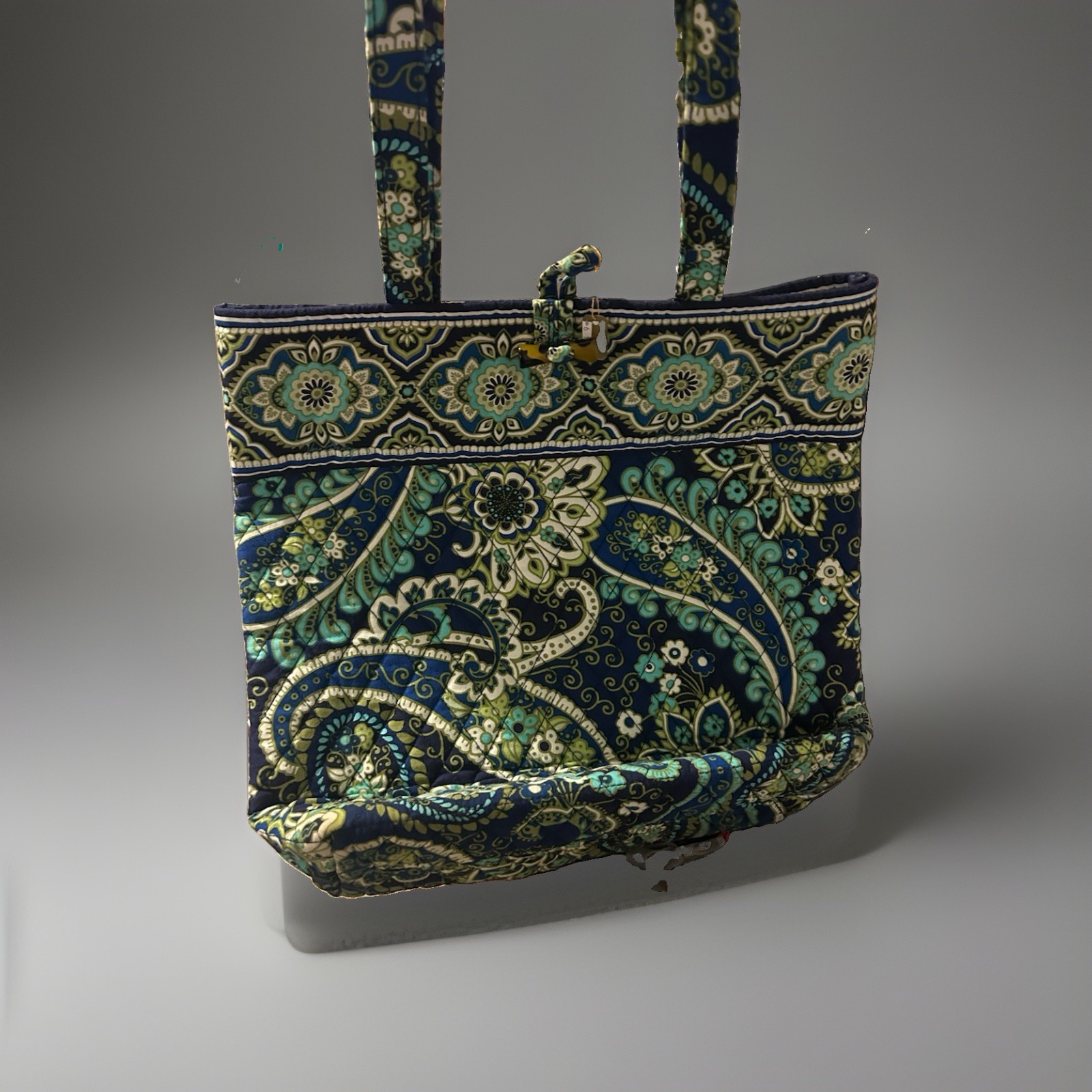 Vera Bradley Rhythm and Blues Tote Bag Blue Green Paisley Pattern
