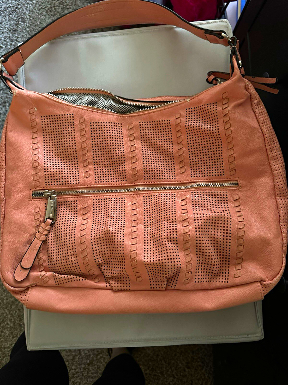 Steve Madden Pink Solid Shoulder Bag, Medium, Zip Top, Silver Hardware, Lined
