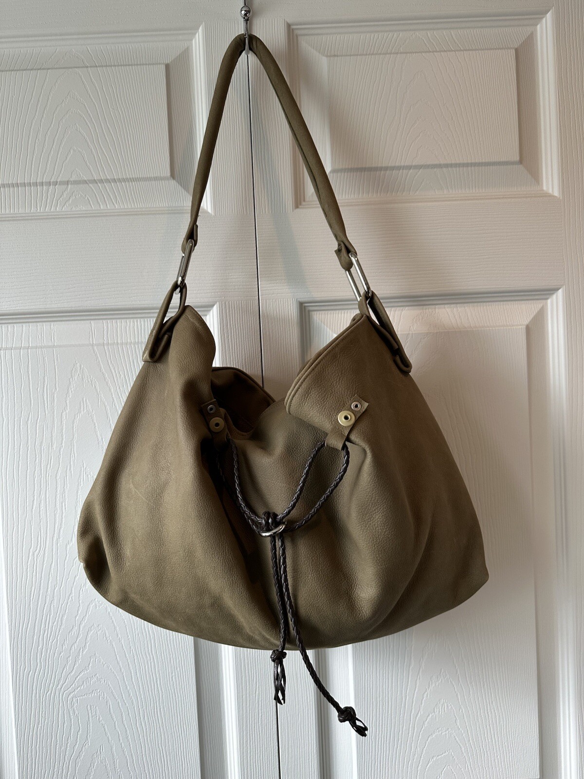 Jensliker Portland Large Faux Suede Moss Green Shoulder Bag Tote Purse (flaw)
