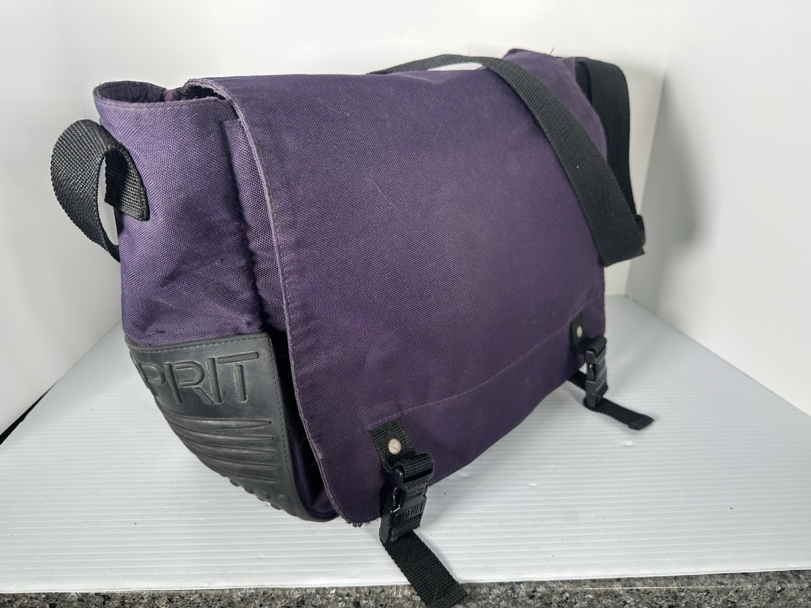 ESPRIT VINTAGE 90s Y2K MESSENGER SATCHEL SHOULDER BAG Rubber Bottom Purple