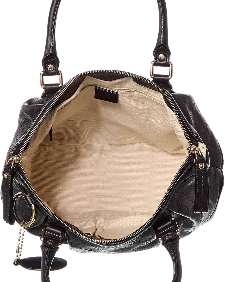 Gucci Black Lambskin Leather Sukey Gg Tote (Authentic Pre-Loved) Women’s