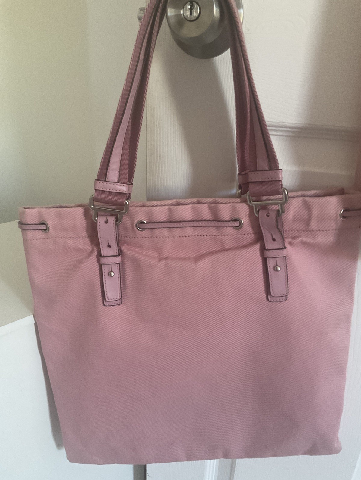 Yves Saint Laurent 2005 Rive Gauche “YSL” Pink Logo Tote Purse