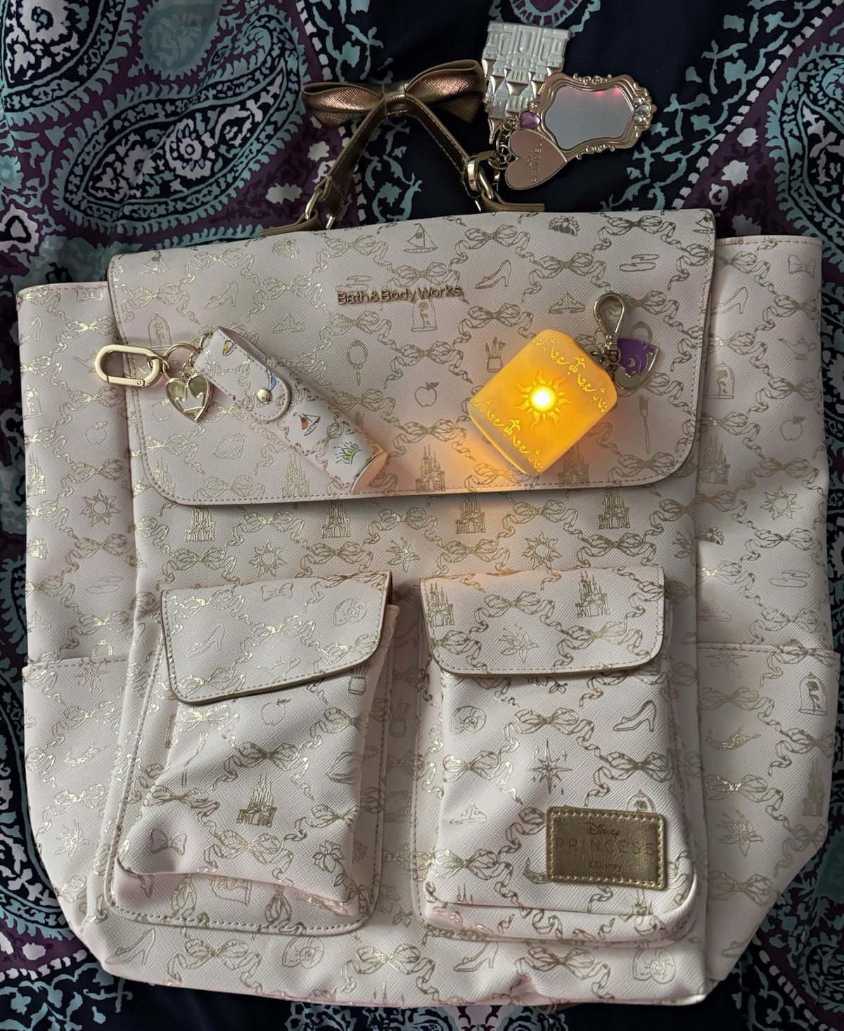 Bath & Body Works Disney Princess collab Backpack w/ Rapunzel and lip holder
