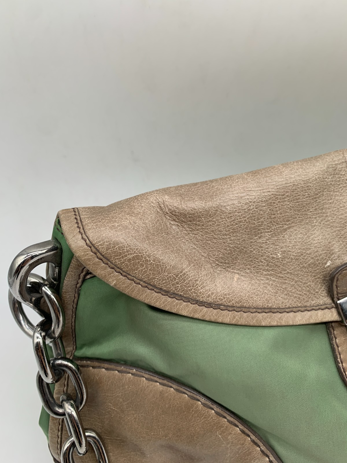 Prada Nylon‑Leather Chain Under‑arm Bag/WJ07113722/3722