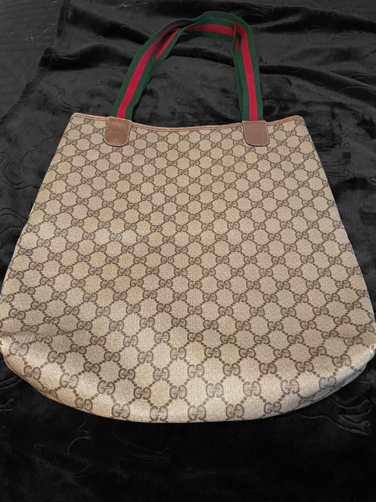 Gucci Vintage Sherry Line Tote – Signature GG – Brown
