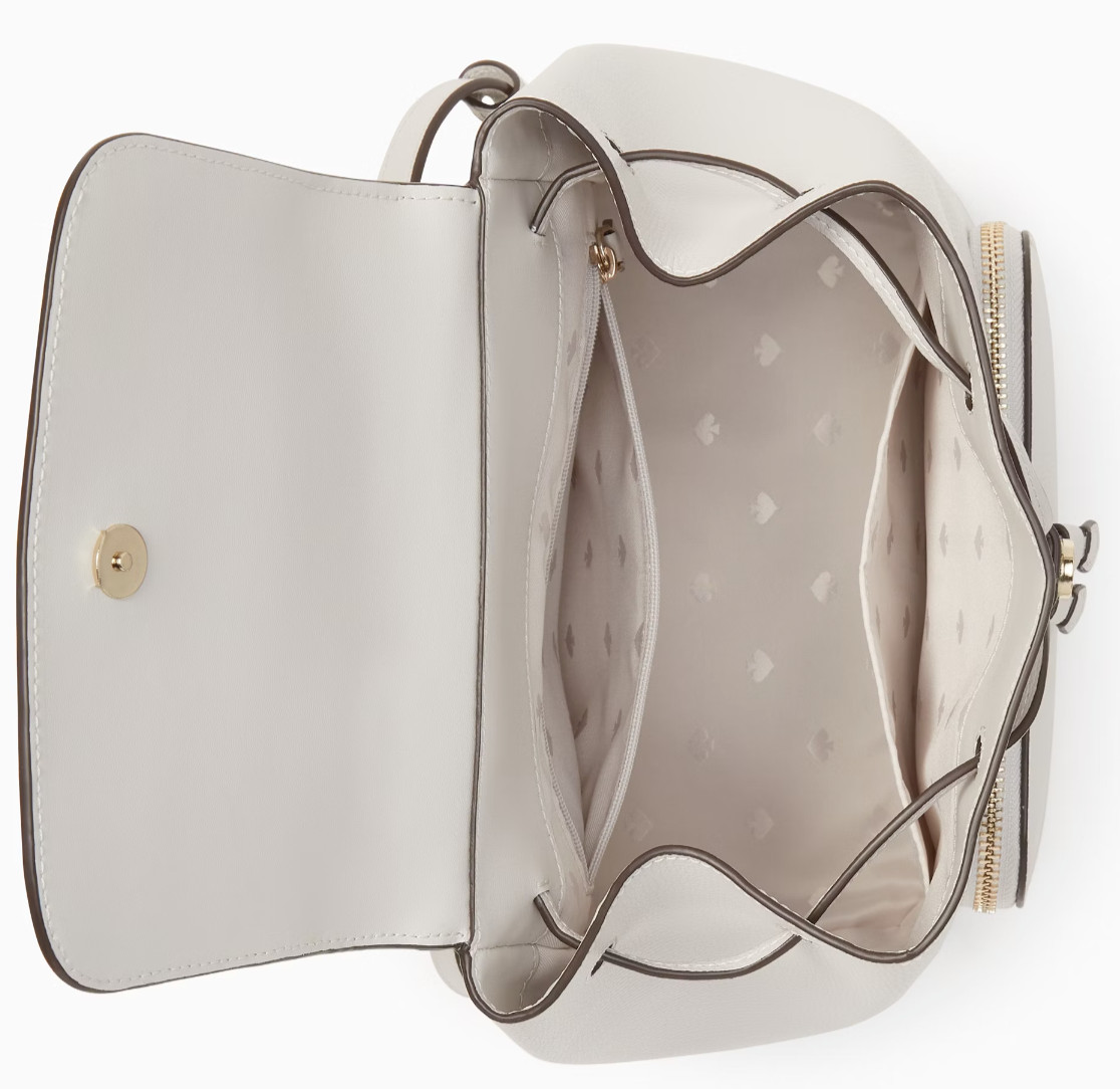 Kate Spade Kristi Medium Flap Backpack Cement Gray Leather Bag KA695 NWT $379