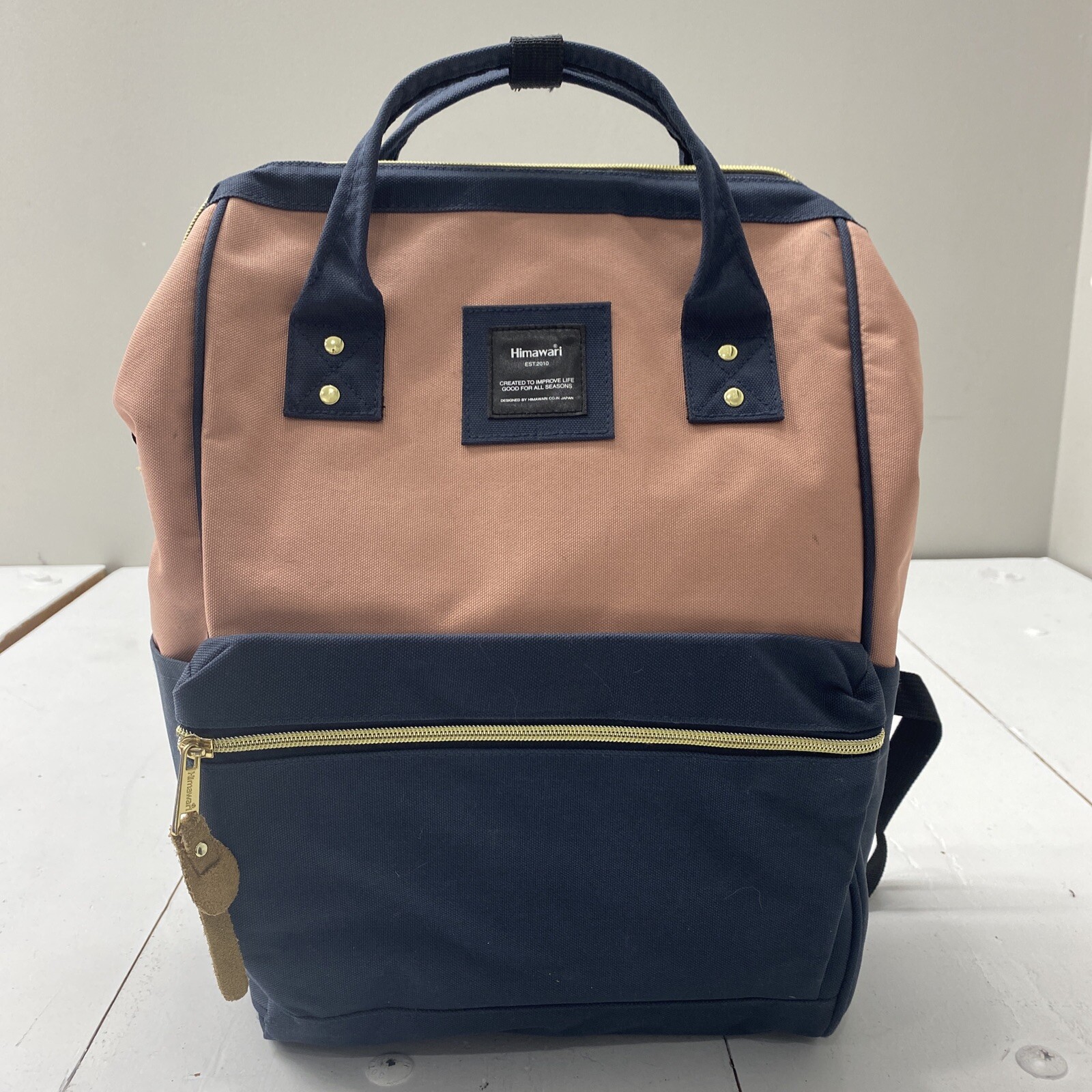 Himawari Pink/Navy Blue Laptop Backpack Travel Backpack Or Diaper Bag