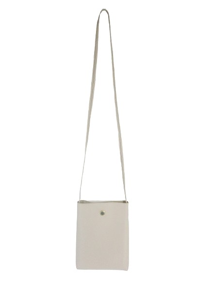 Opaque Clip Leather Shoulder Bag Beige 19cm (7.5″) Excellent Condition