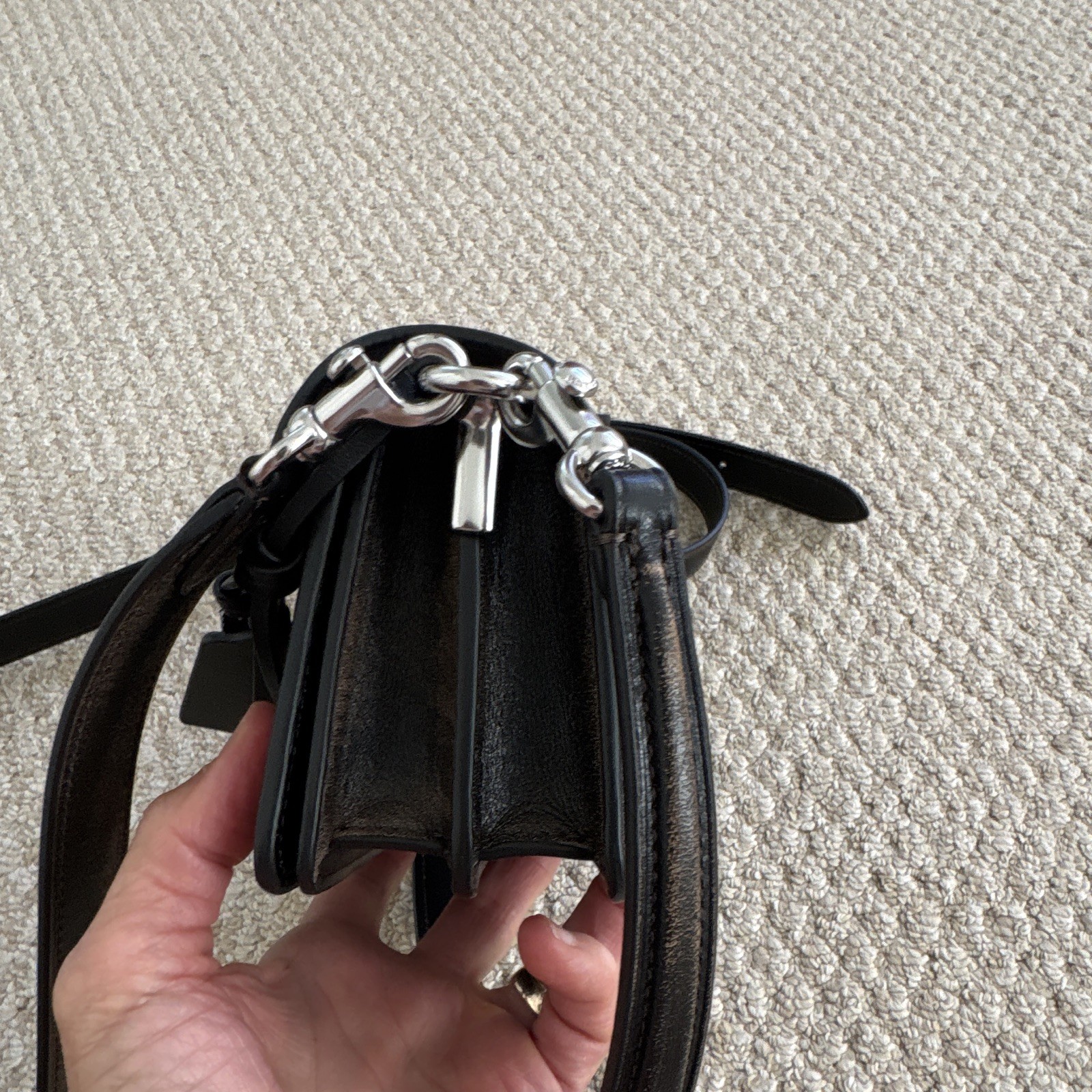 Coach Tabby 20 Small Black/Brown Crossbody Top Handle Silver Hardware Two Straps