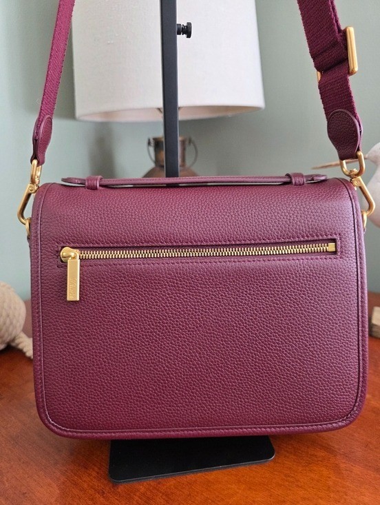 DUYP Melodie Cecile Paris 15 Satchel Crossbody Burgundy Togo Leather Bag NWOT