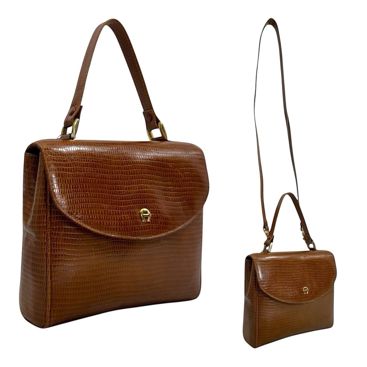 Vintage 90s ETIENNE AIGNER Leather Satchel Bag Shoulder Handbag Wallet Set NWT