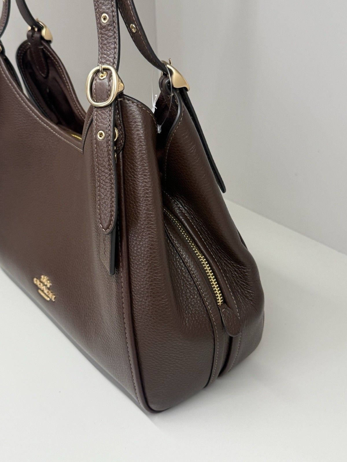 Coach Erin Shoulder Bag In pebble Leather In Gold/Maple CAQ86 NWT