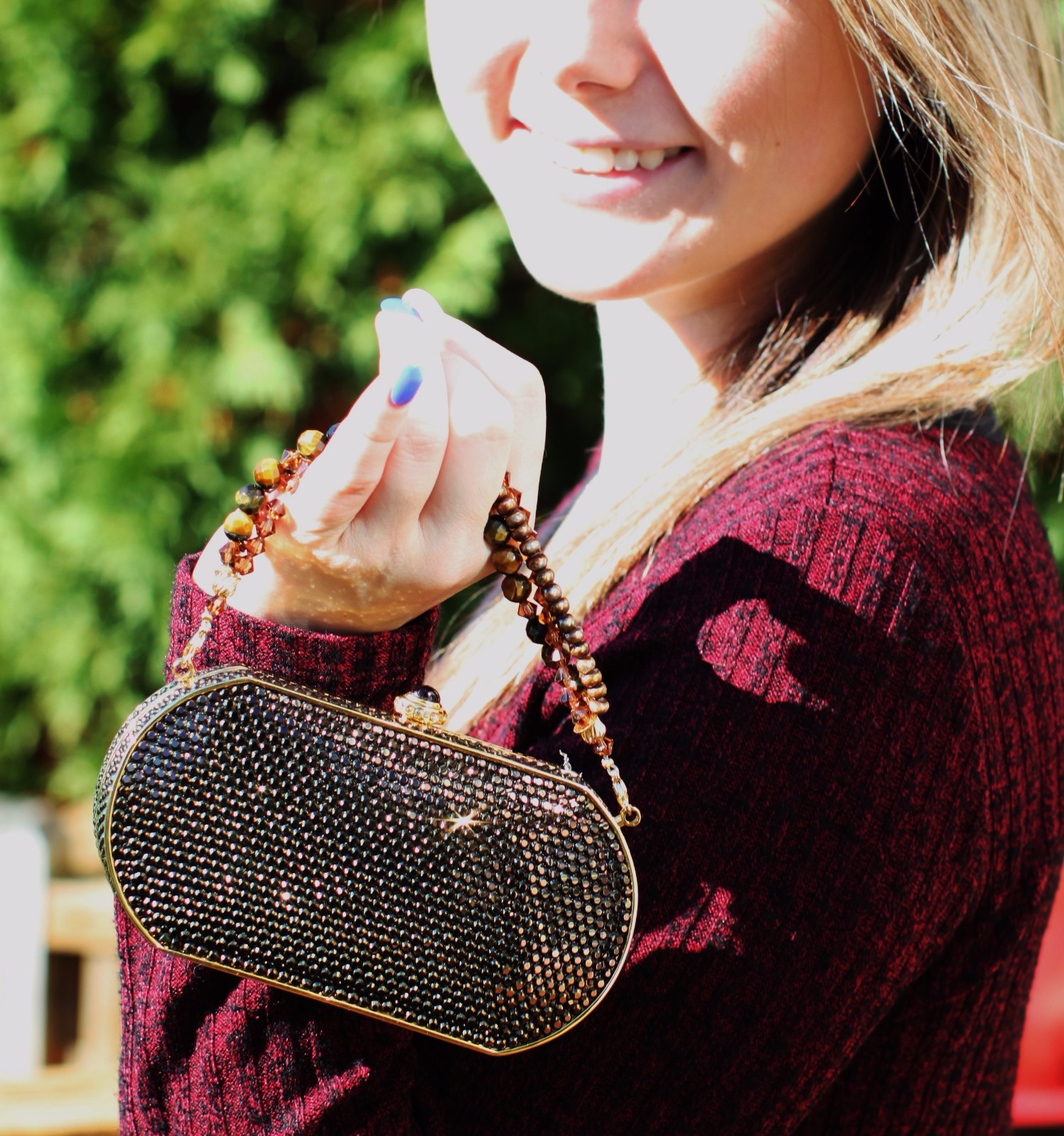 KATHRINE BAUMANN Hard Shell bronze Swarovski Crystal EVENING CLUTCH Purse 2/500
