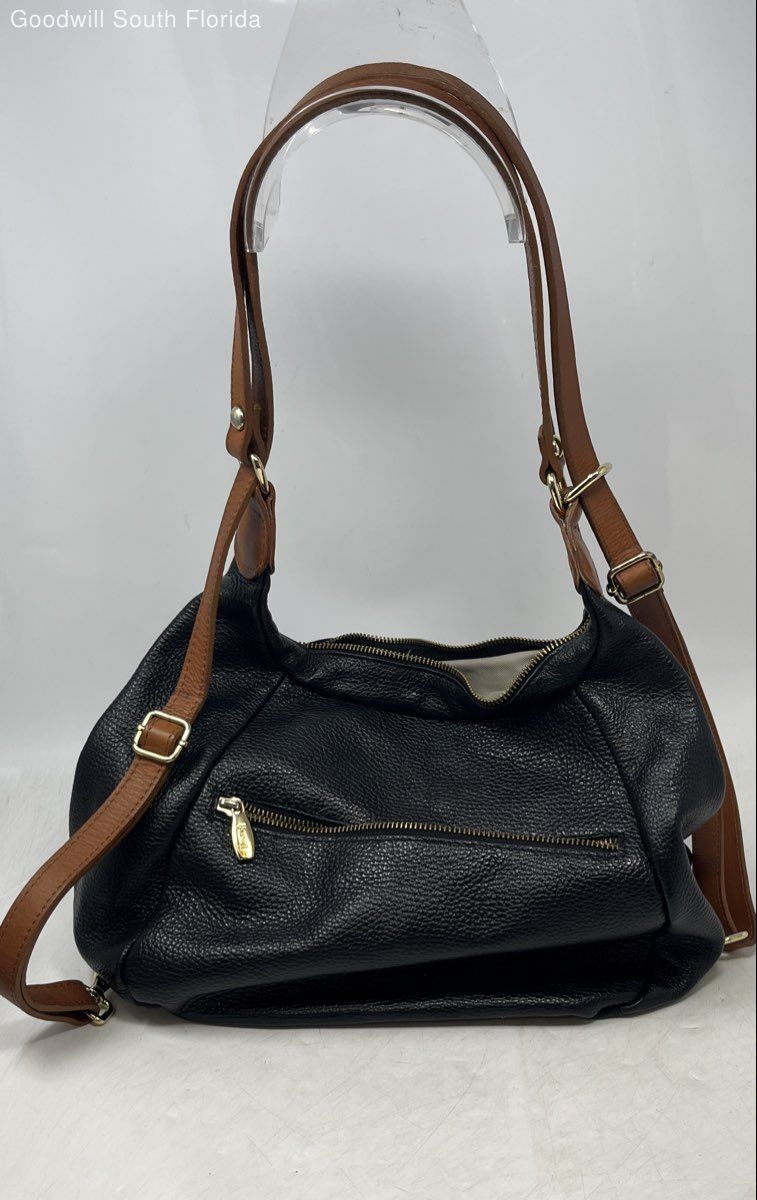 Valentina Womens Brown Black Detachable Strap Convertible Shoulder Handbag
