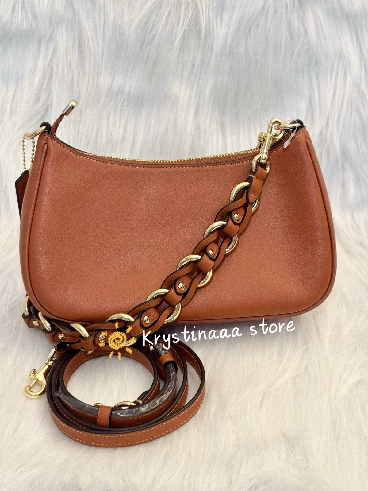 NWT COACH Teri Shoulder Bag Leather Amber Brown
