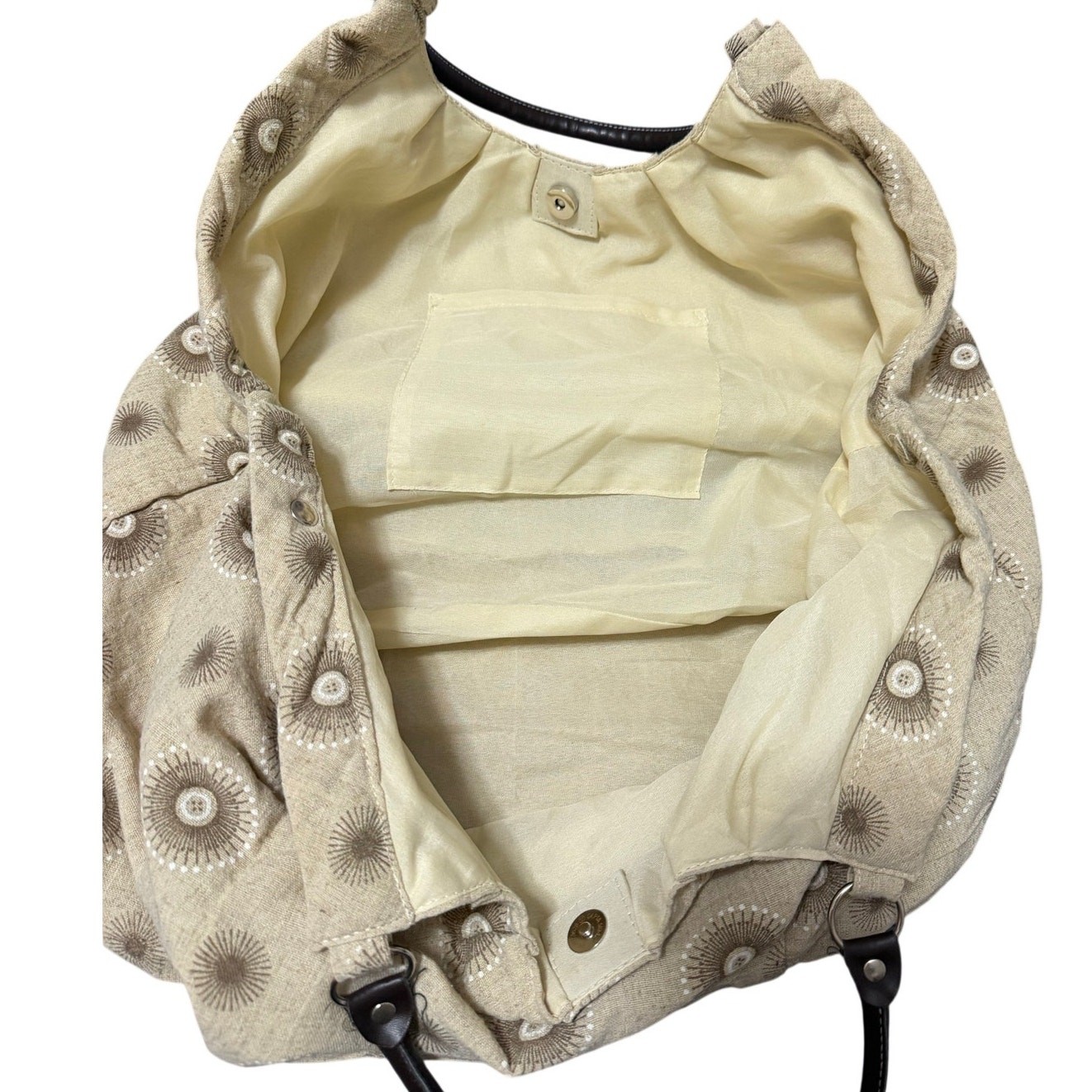 Hobo Boho Women’s Oversize Purse Beige Tan Cotton Linen Lined Slouch Bag