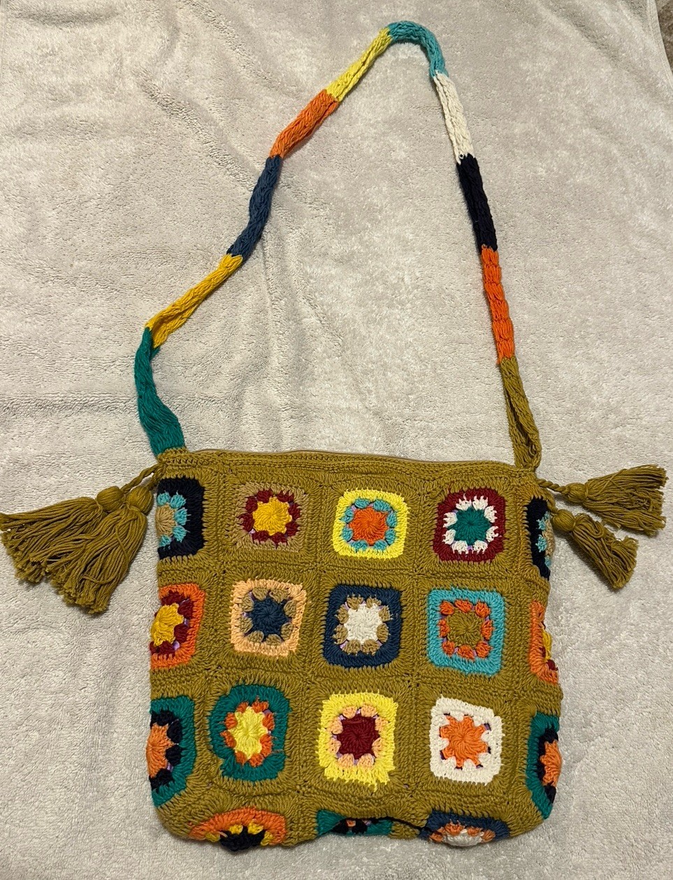 EARTHBOUND TRADING Co. Granny Square Crochet Crossover Purse Bag