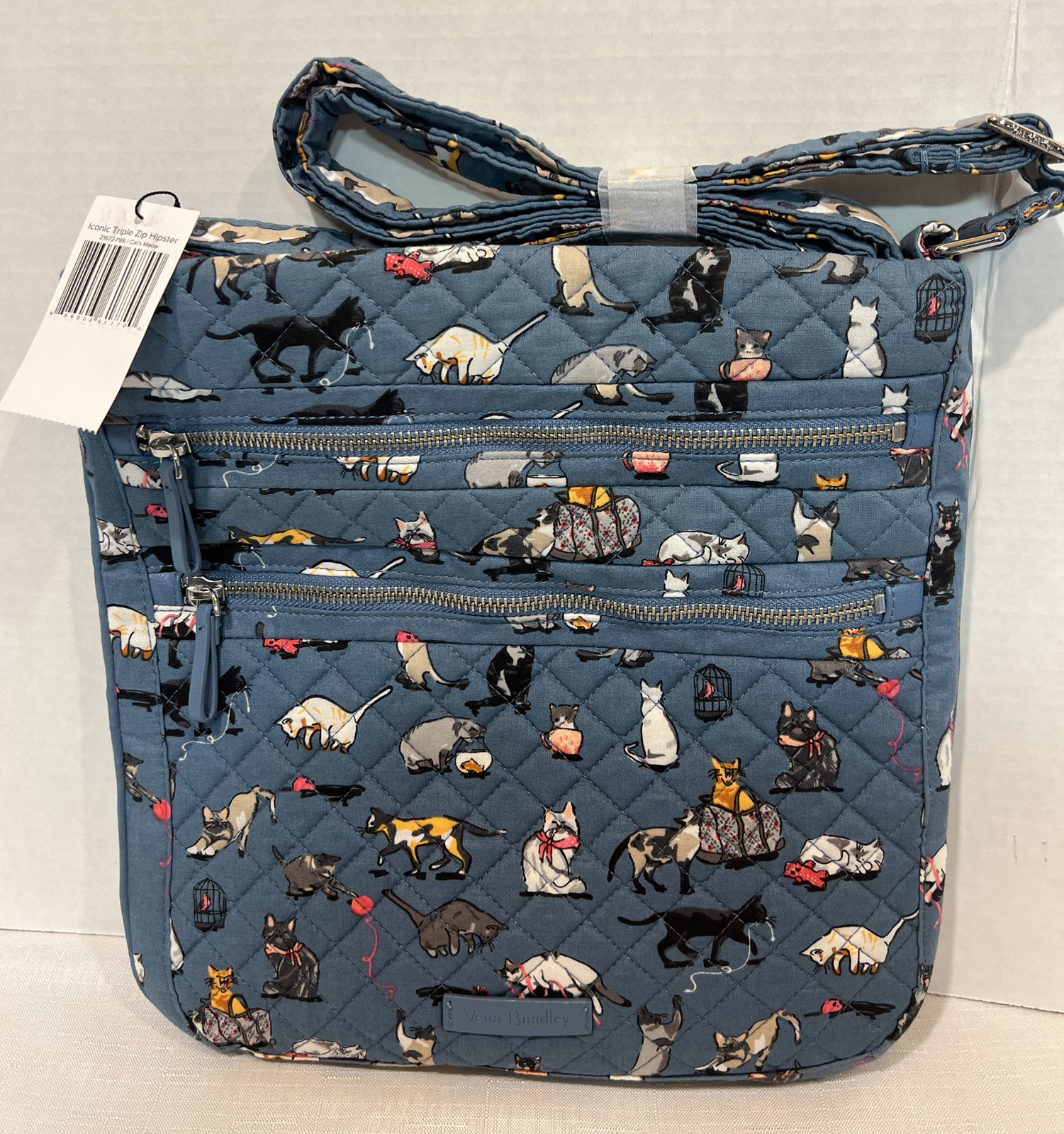 VERA BRADLEY Iconic Triple Zip Hipster Crossbody – Cat’s Meow – New with Tags!