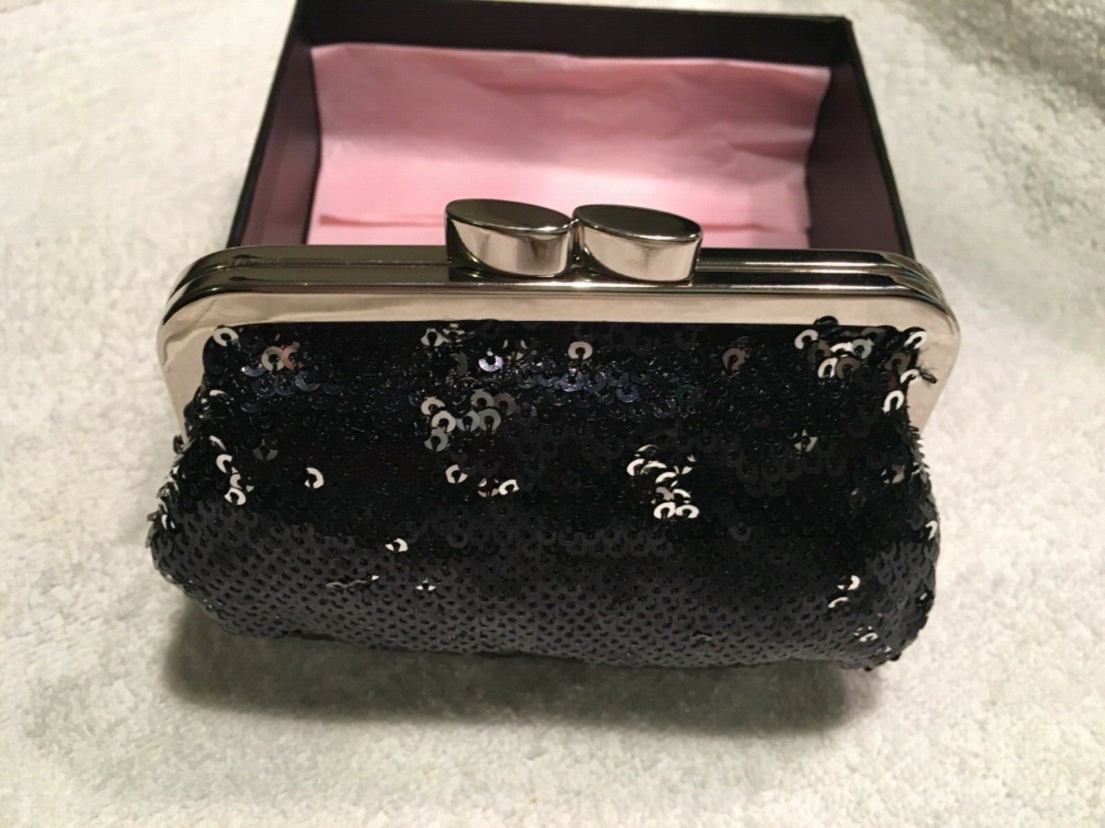 Lovely Angel Forever Victoria Secret Black & Silver Sequined Evening Bag/Purse