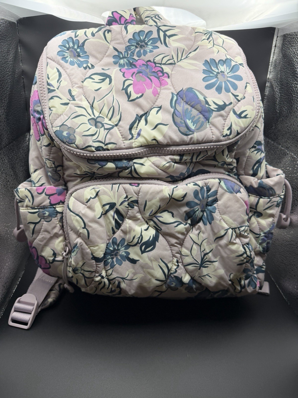 Vera Bradley Backpack Featherweight Commuter Fresh Cut Floral Lavender White Blu