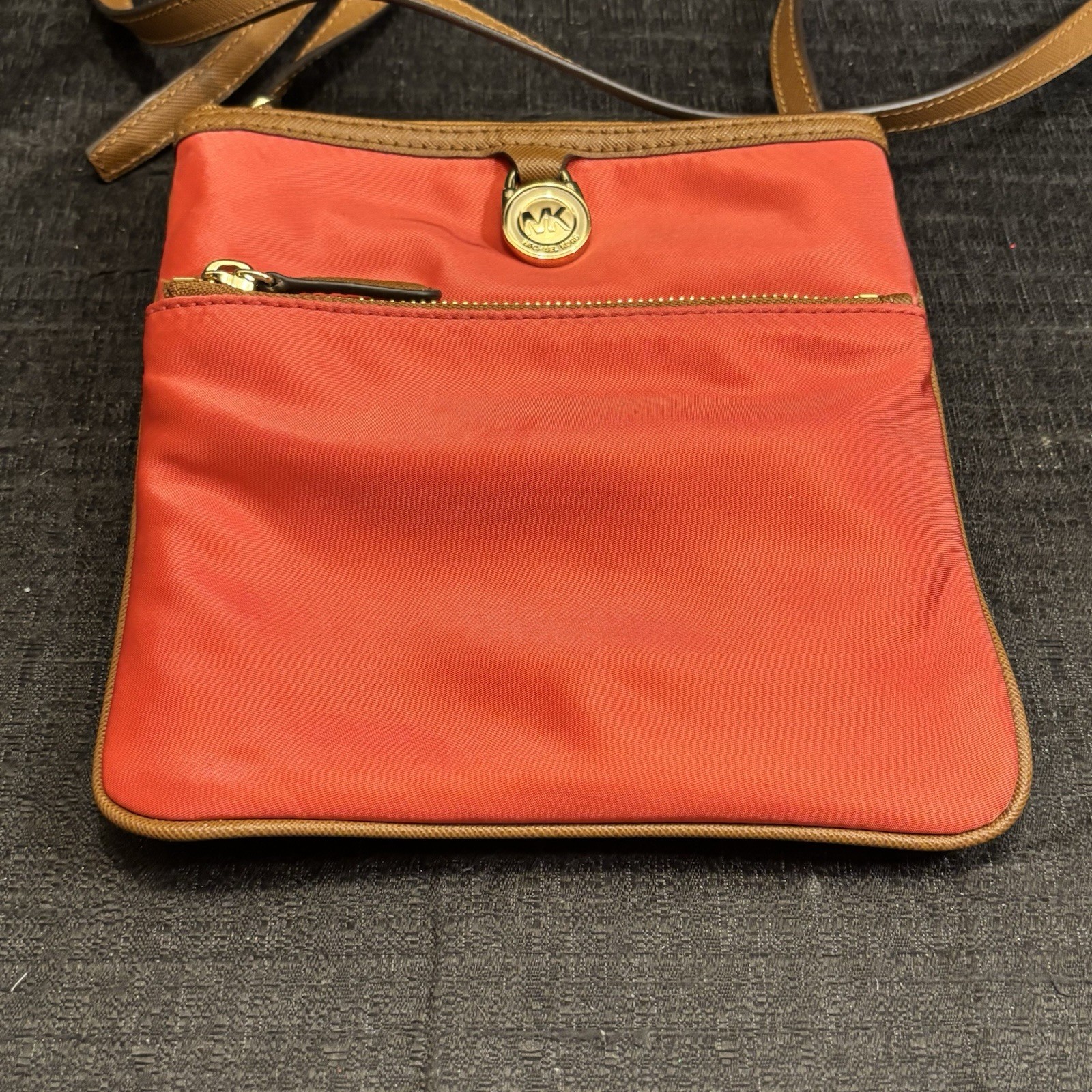 Michael Kors Nylon Crossbody Bag Purse Orange/Red