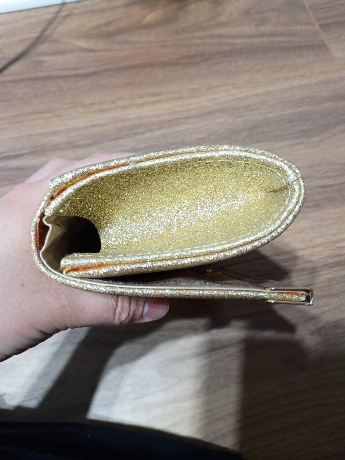 Lulu Townsend Gold Glitter Clutch Bag Carry Bag Evening Purse