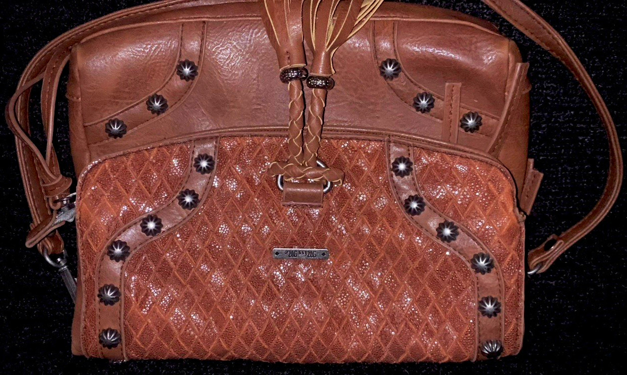 Miss Me Brown Studded Tassel Crossbody Bag Detachable Strap Magnetic