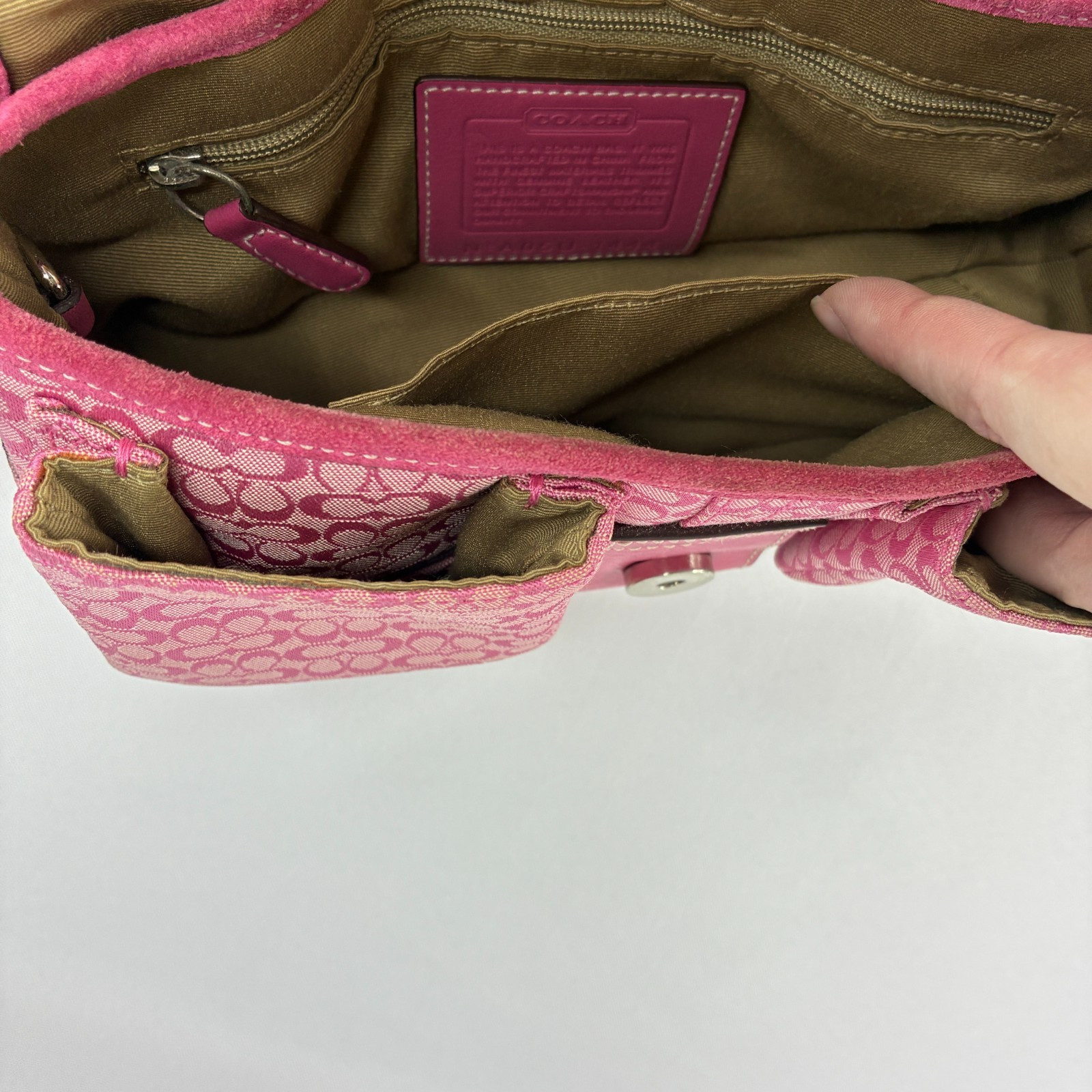 Vintage Coach Pink Soho Signature Shoulder Bag A05U 1444 Purse Hobo Buckles Y2K