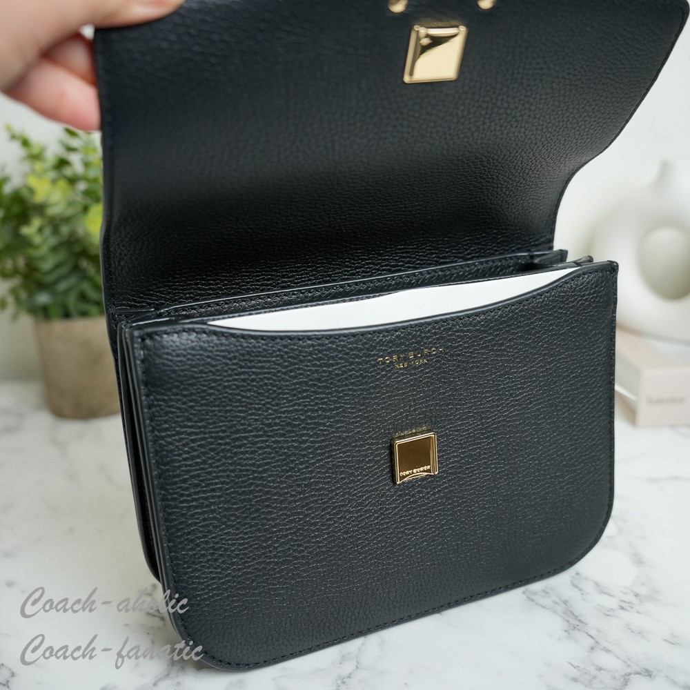 Tory Burch Britten Small Adjustable Shoulder Bag Leather Crossbody in Black NWT