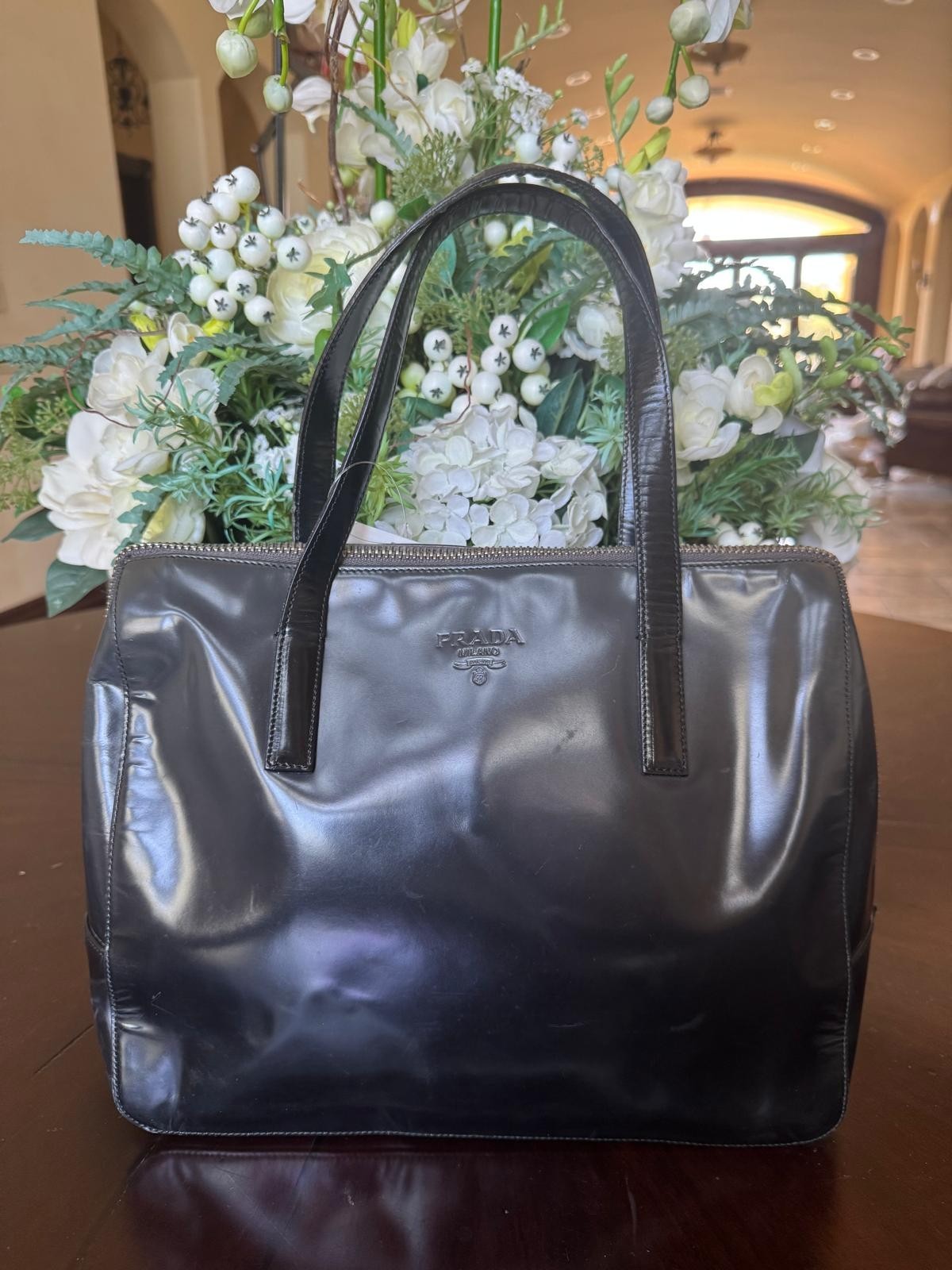 Authentic Prada Black Leather Handbag-MSRP$2,108