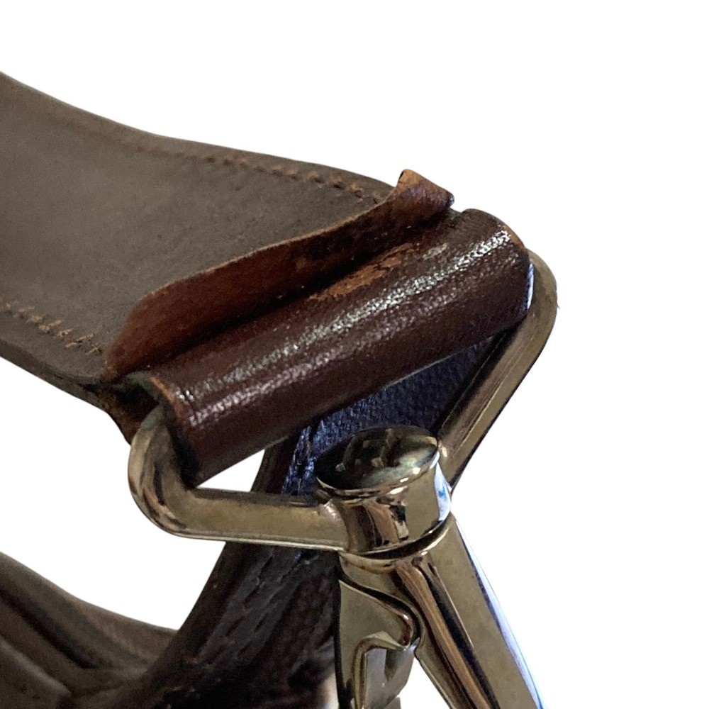HIROFU Leather Semi-Shoulder Bag Brown Women USED