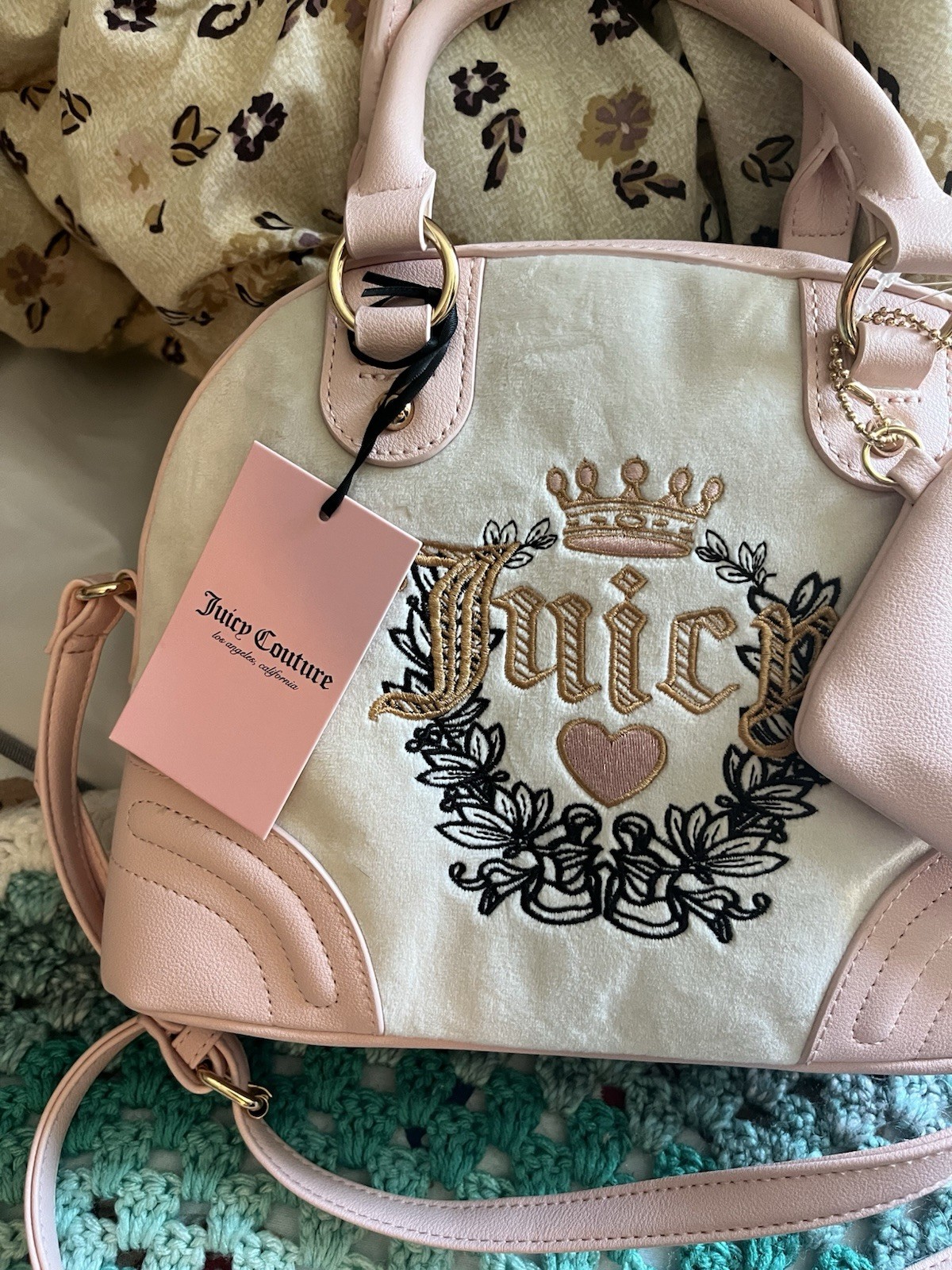 Juicy Couture Fondant Pink Heritage Bowler Crossbody Bag NWT
