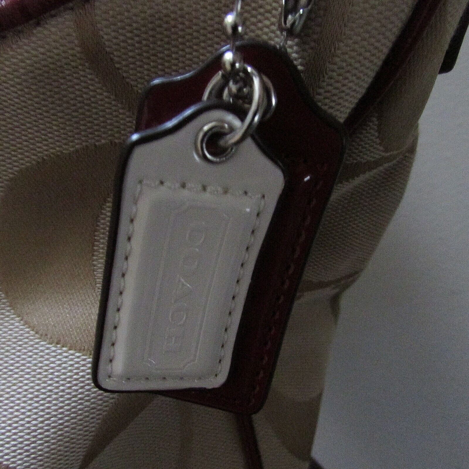 Coach signature khaki wine stripe hobo handbag 28207E