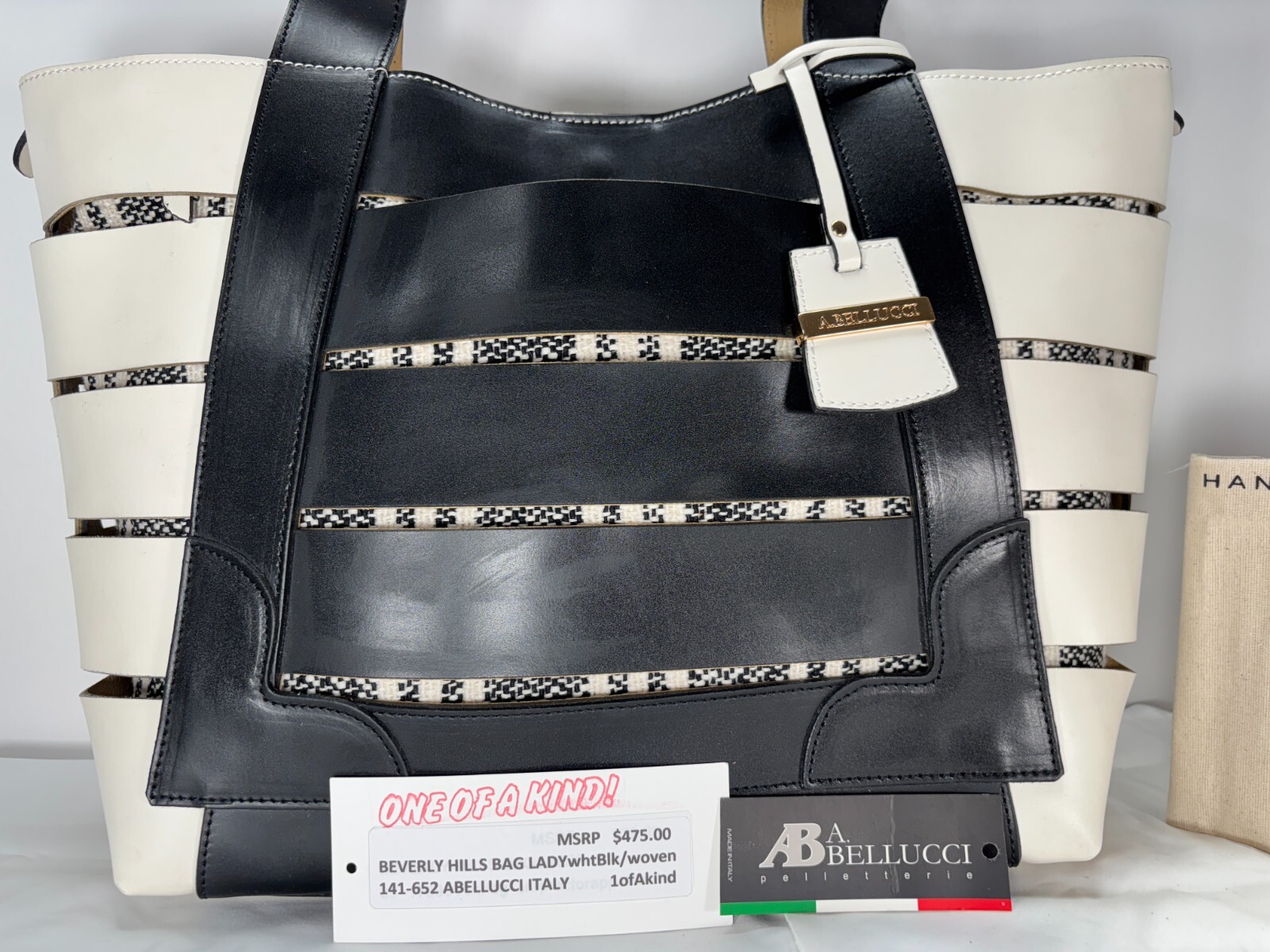 ABELLUCCI MILAN ITALY-NWT $ 475.00 BLACK& WHITE Makes Statement For Any Occasion