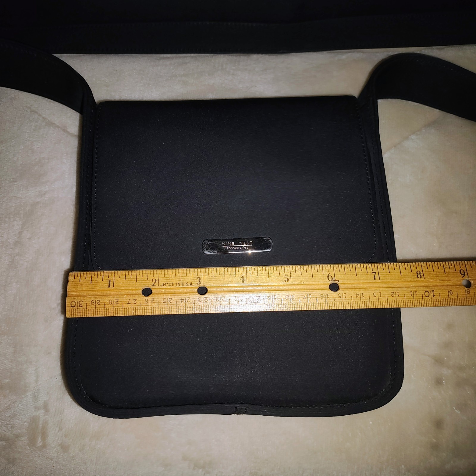 Nine West Black Microfiber Crossbody Bag Flap and Zipper Purse FREE SHIPPING