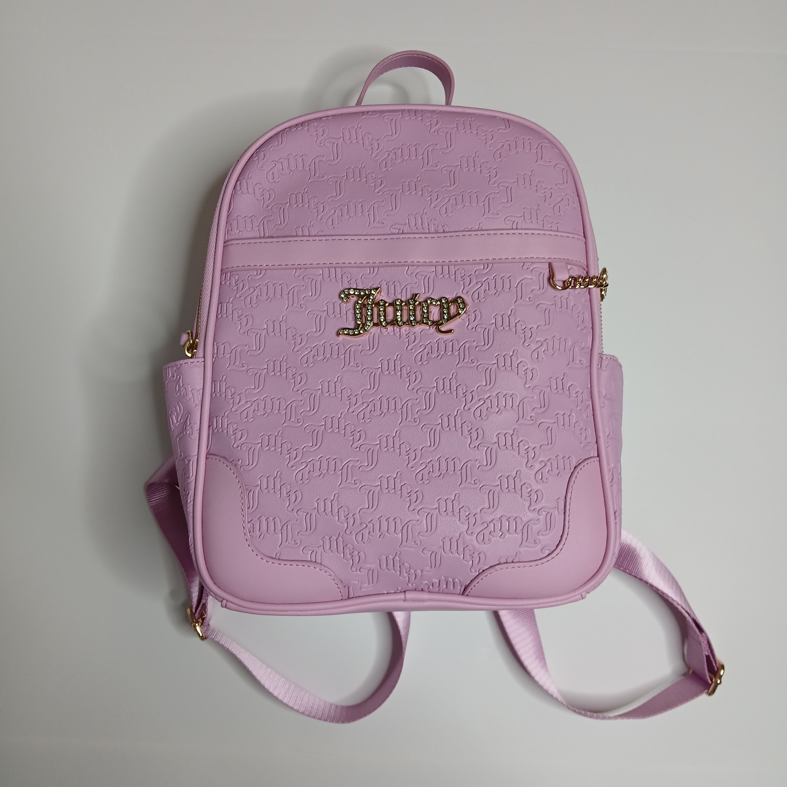 Juicy Couture Fondant Pink Mini Backpack Embossed Logo Heart Charm NWT