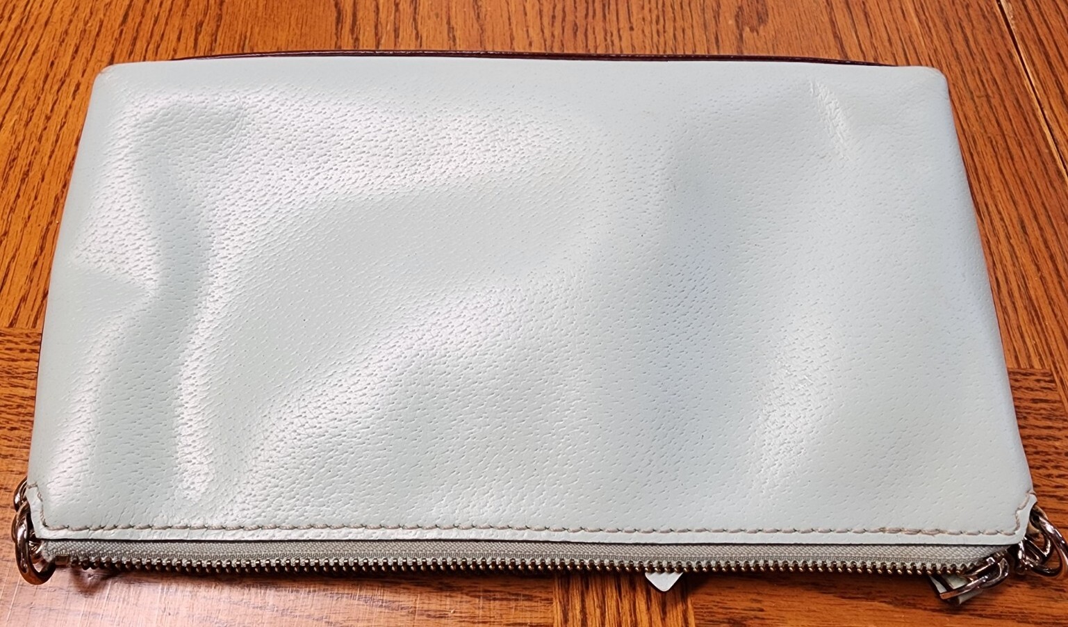 Kate Spade Mint Green Leather With Part Silver Chain Bag