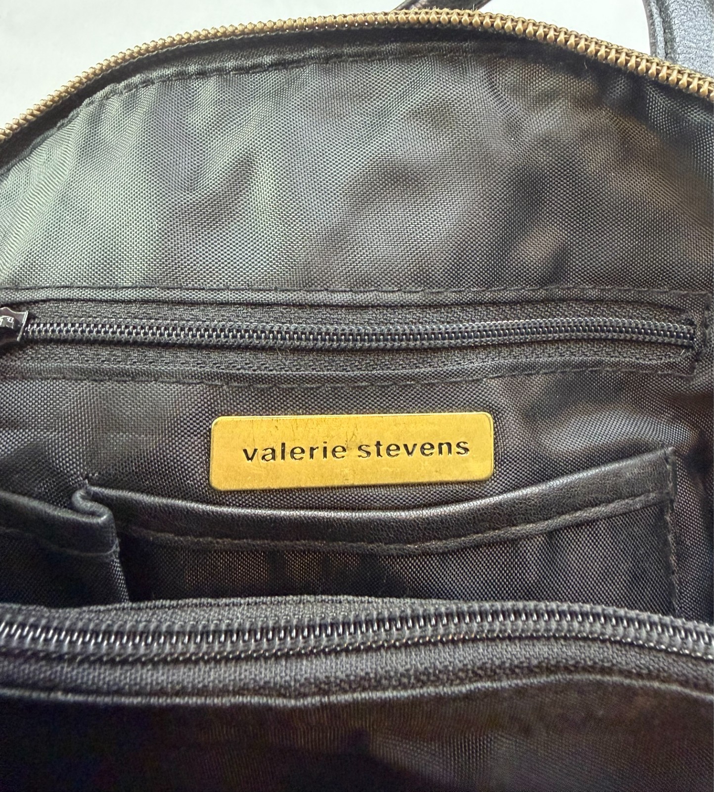 Valerie Stevens Black Leather Mini Satchel Crossbody Purse Top Handle Bag