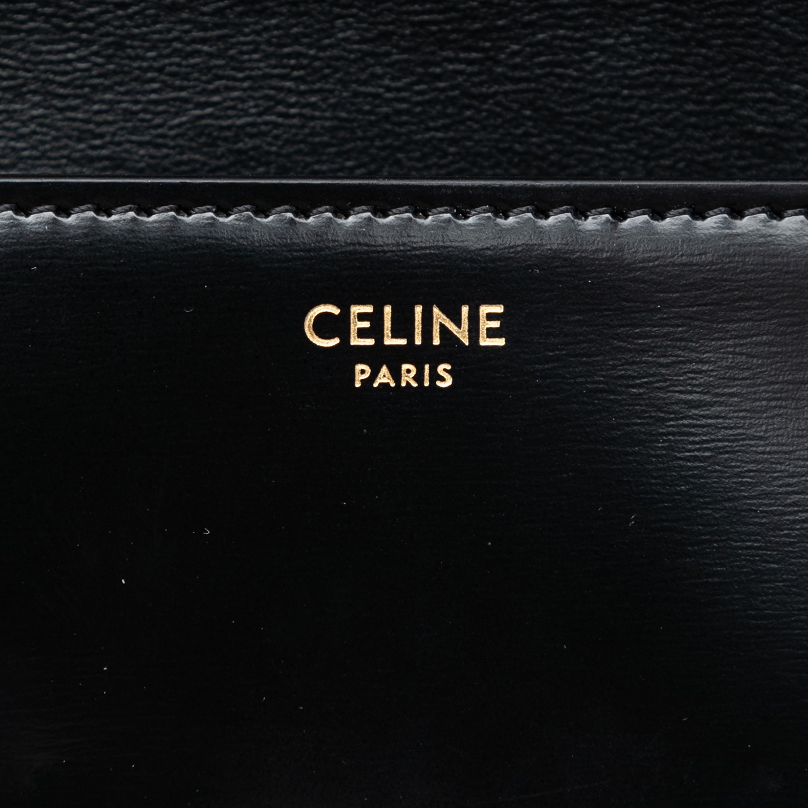 Celine Shiny Calfskin Triomphe Claude Shoulder Bag Pre-Loved Black