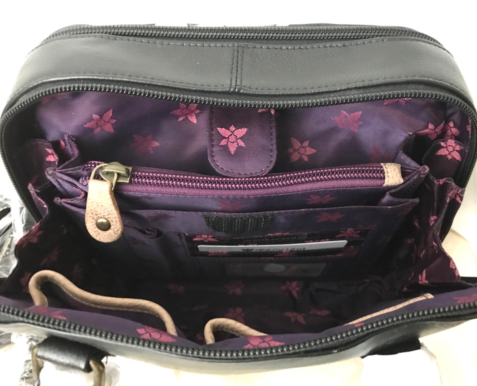 ANUSCHKA NWT🦋RFID Convertible Organizer Satchel/Crossbody-Butterfly Mosaic 7465
