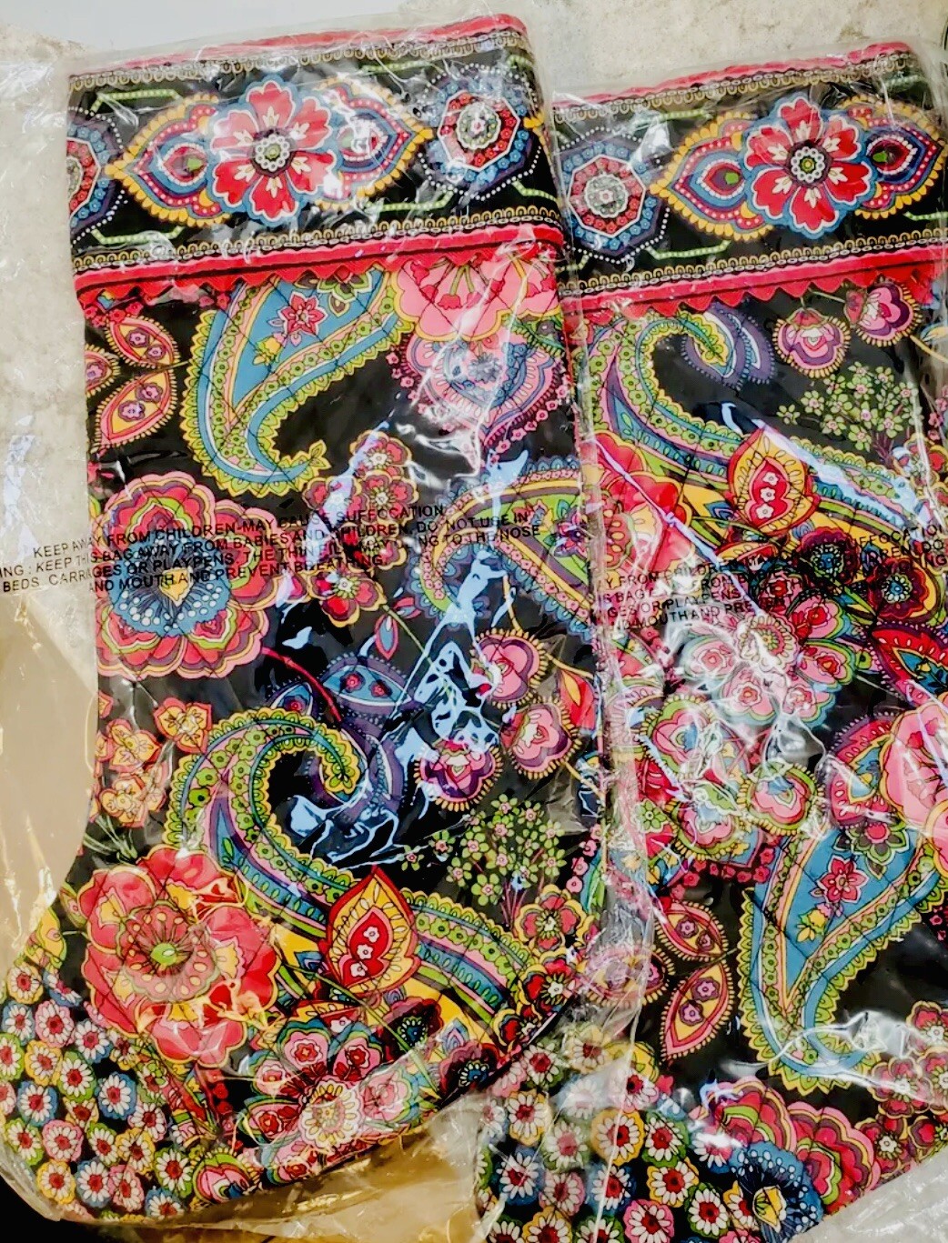 NWT~ Vera Bradley Symphony in Hue Christmas Stocking 17” W/ Jingle Bell Pocket